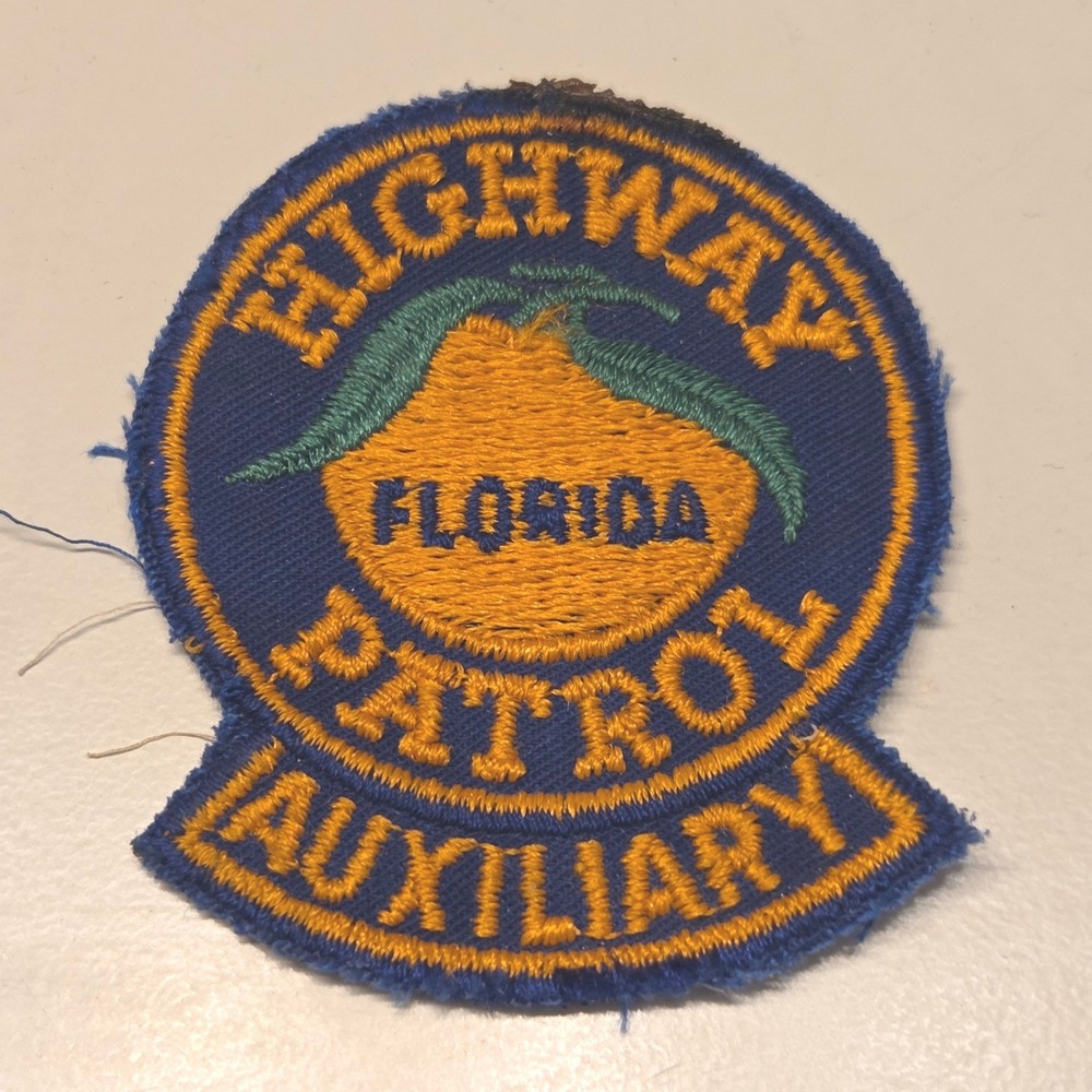 Florida Highway Patrol Auxiliary Patch Embroidered Orange and Blue Uniform Badge